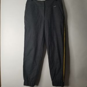 Sweaty Betty Gray Track Pants with Yellow Stripe
